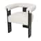 White Curved Back Mid-Century Modern Round Accent Chair with Black Wood Frame